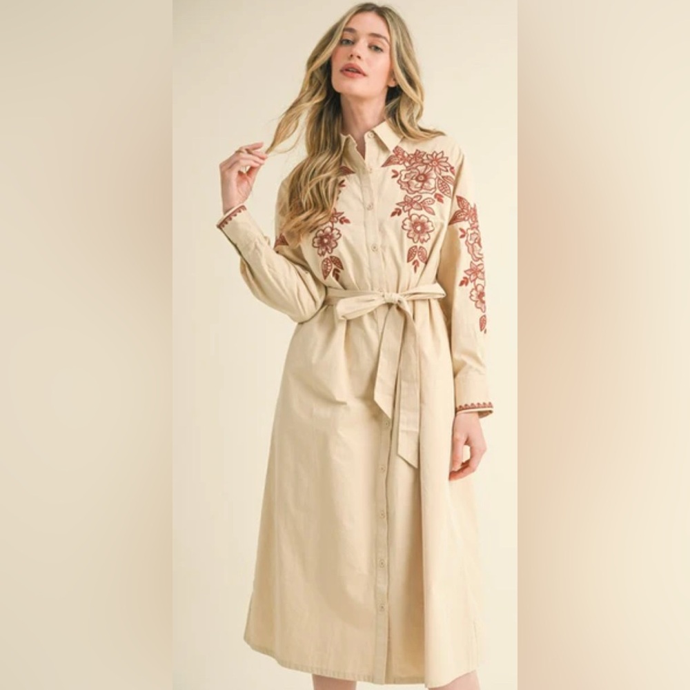 Floral Embroidered Long Sleeve Dress